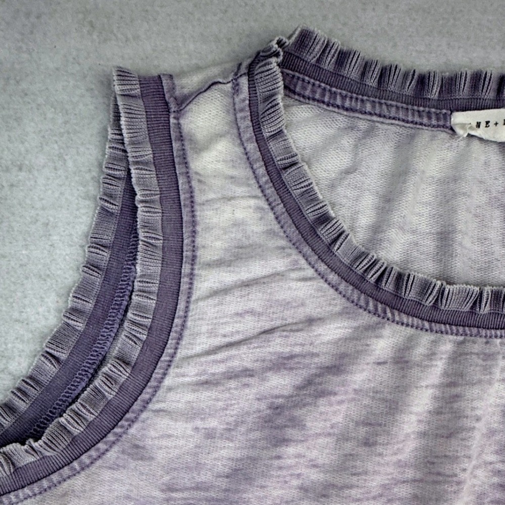 Jane and Delancey Tank Top Womens Small Purple Ruffle Trim Sleeveless Burnout - Picture 4 of 12